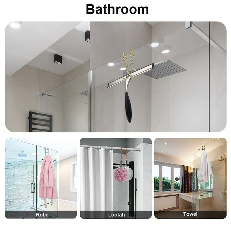 Lishuaiier 1pack Shower Door Hooks, Extended Double Sided Towel Hooks Over Door Hooks for Bathroom Frameless Glass Shower Door, Stainless Steel