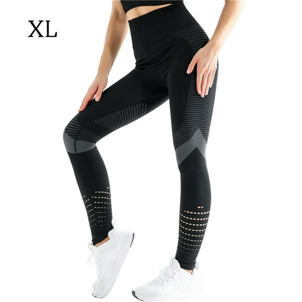 Yoga Leggings Elastic Women Trousers High Waist Seamless Sports Pants,  Black, XL