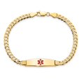 thumbnail image 4 of Primal Gold 14 Karat Yellow Gold Medical Soft Diamond Shape Red Enamel Curb Link ID Bracelet, 4 of 4