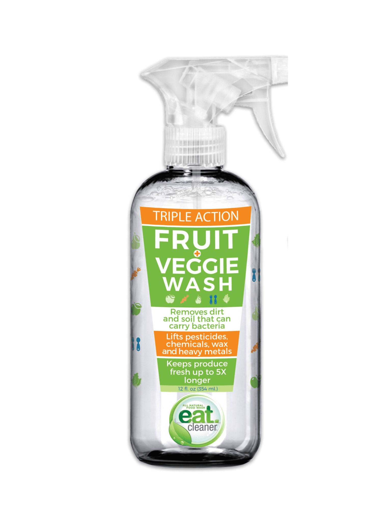 Eat Cleaner - Fruit & Veggie Wash, Produce Wash - Spray Bottle 12 fl. oz