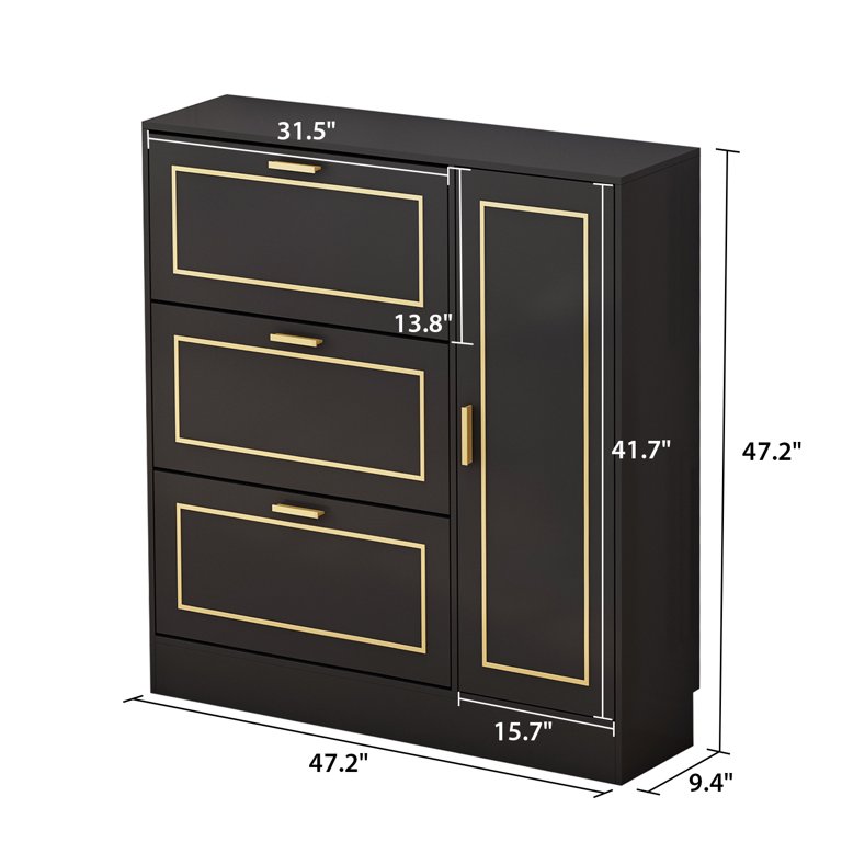 Shoe Cabinet Spell Frame Design 3-Drawer 2-Compartment — FUFUGAGA