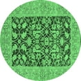 thumbnail image 1 of Ahgly Company Indoor Round Oriental Emerald Green Traditional Area Rugs, 3' Round, 1 of 4