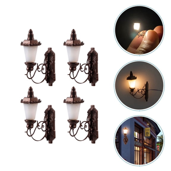 LOLIPPYY Set of 4 Mini Lamps with Warm Yellow Light for Decorative Mini House Collectibles