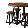 thumbnail image 2 of 5-Piece Distressed Solid Wood Dining Set - Mahogany / Black, 2 of 6