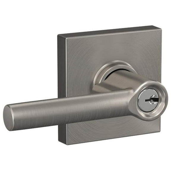 Schlage F51A BRW 619 COL Broadway Lever with Collins Trim Keyed Entry Lock Satin Nickel
