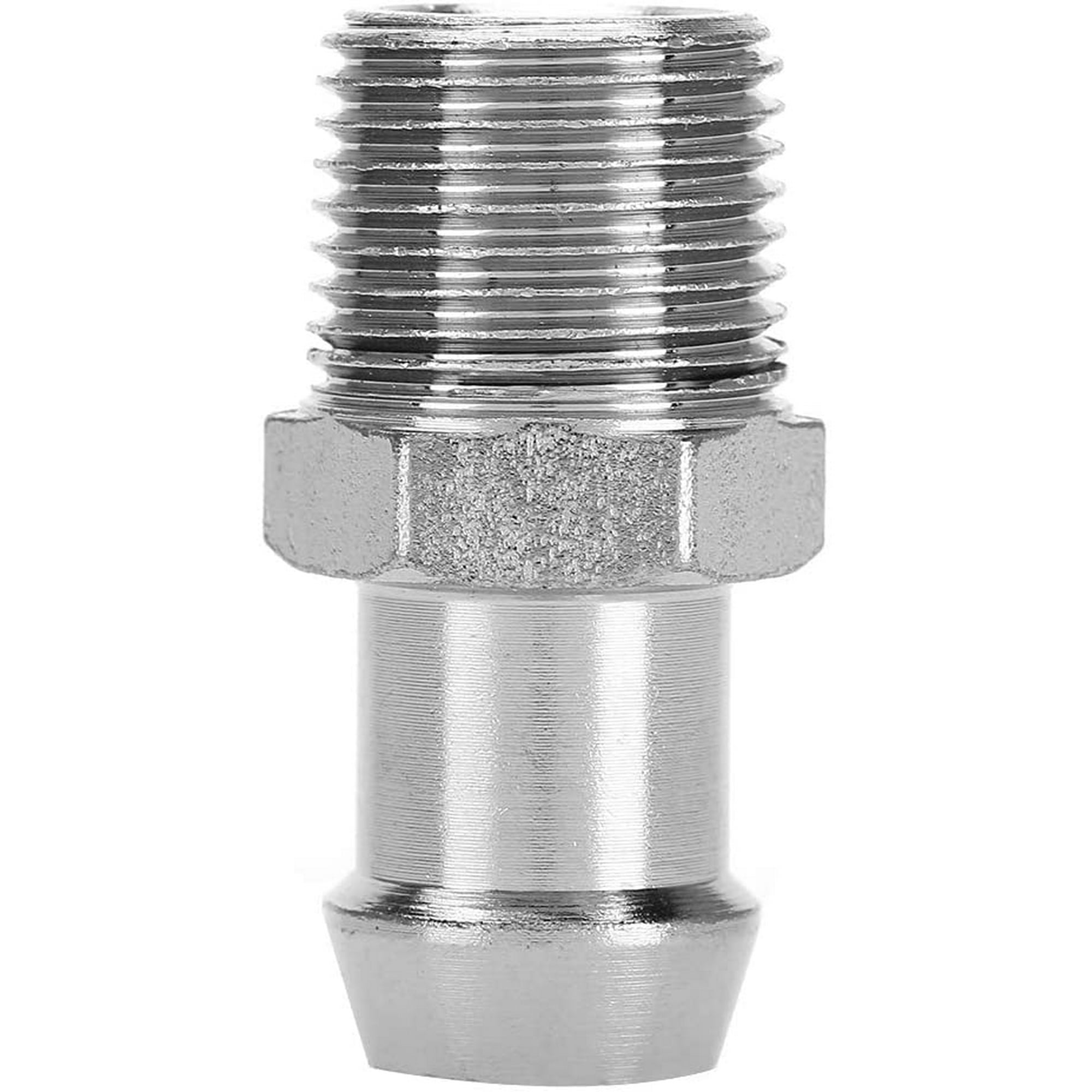Chrome Steel Water Pump Heater Hose Fitting – 1/2" NPT To 3/4" Barb For Chevy SBC/BBC