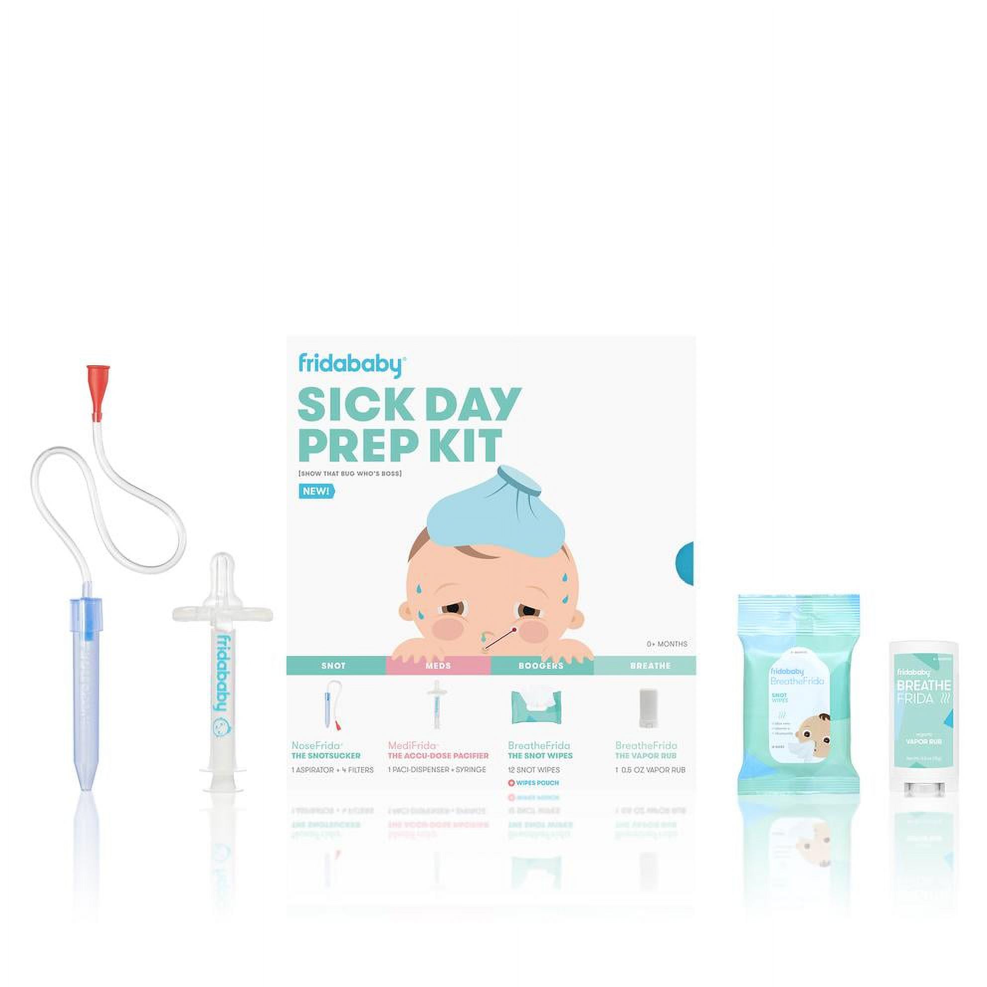 Frida Baby Sick Day Prep Kit: NoseFrida Snotsucker, MediFrida Pacifier, BreatheFrida Wipes, VaporRub - image 2 of 4