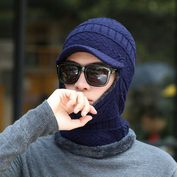Bonnet d'hiver tricoté coupe-vent pour homme - Chapeau d'hiver - Gant pour  homme - Trois pièces - Bonnet chaud en tricot - Bonnet d'hiver
