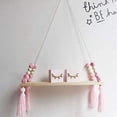 thumbnail image 5 of Estante flotante con borlas de cuentas de madera de pino, estante de pared estilo princesa, estante oscilante para almacenamiento de espacio y decoración de dormitorio, sala de estar, 5 of 5