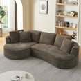 thumbnail image 3 of FFH 121" Modular Sectional Sofa, Oversized L-Shape Cloud Couch, Corduroy Curved Sofa for Living Room, Brown, Left Facing Chaise, 3 of 11