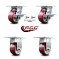 thumbnail image 2 of 4 Inch Poly on Aluminum Caster Set 2 Brakes/Swivel Locks and 2 Rigid SCC, 2 of 2