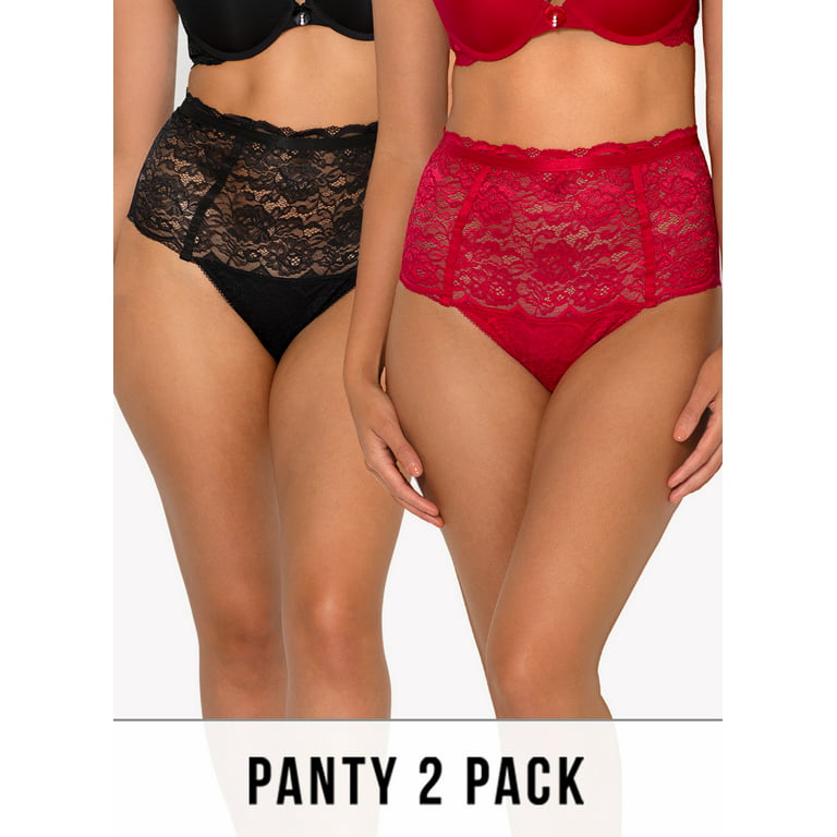 Smart & Sexy Women's Lace & Mesh High Waisted Thong, 2-Pack, Style - SA1381  