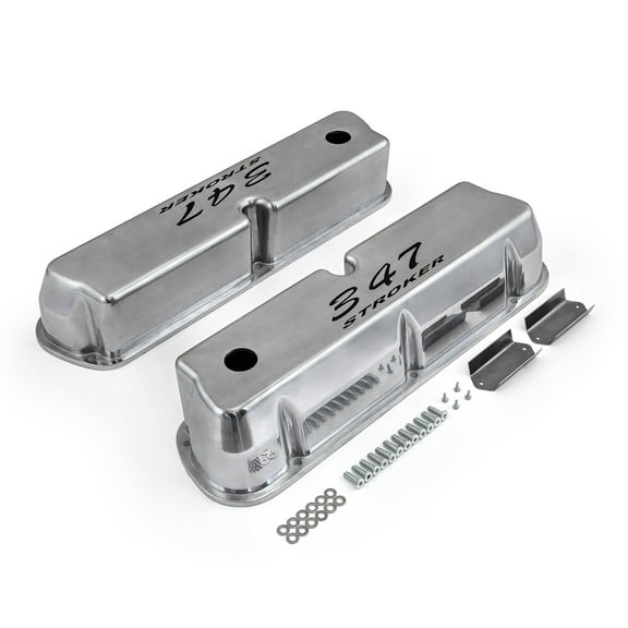 Speedmaster PCE314.1083.18 Compatible with Ford SB 289 302 351w Polished Aluminum 347 Stroker Black Letter Valve Covers