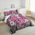 thumbnail image 3 of jejeloiu Cute Floral Blossom Full Size Comforter Sets,Old Wooden Board Bedding Comforter Set,Pink Gray White Bedding Sets For Adults,Breathable Home Decor,3-Piece, 3 of 8