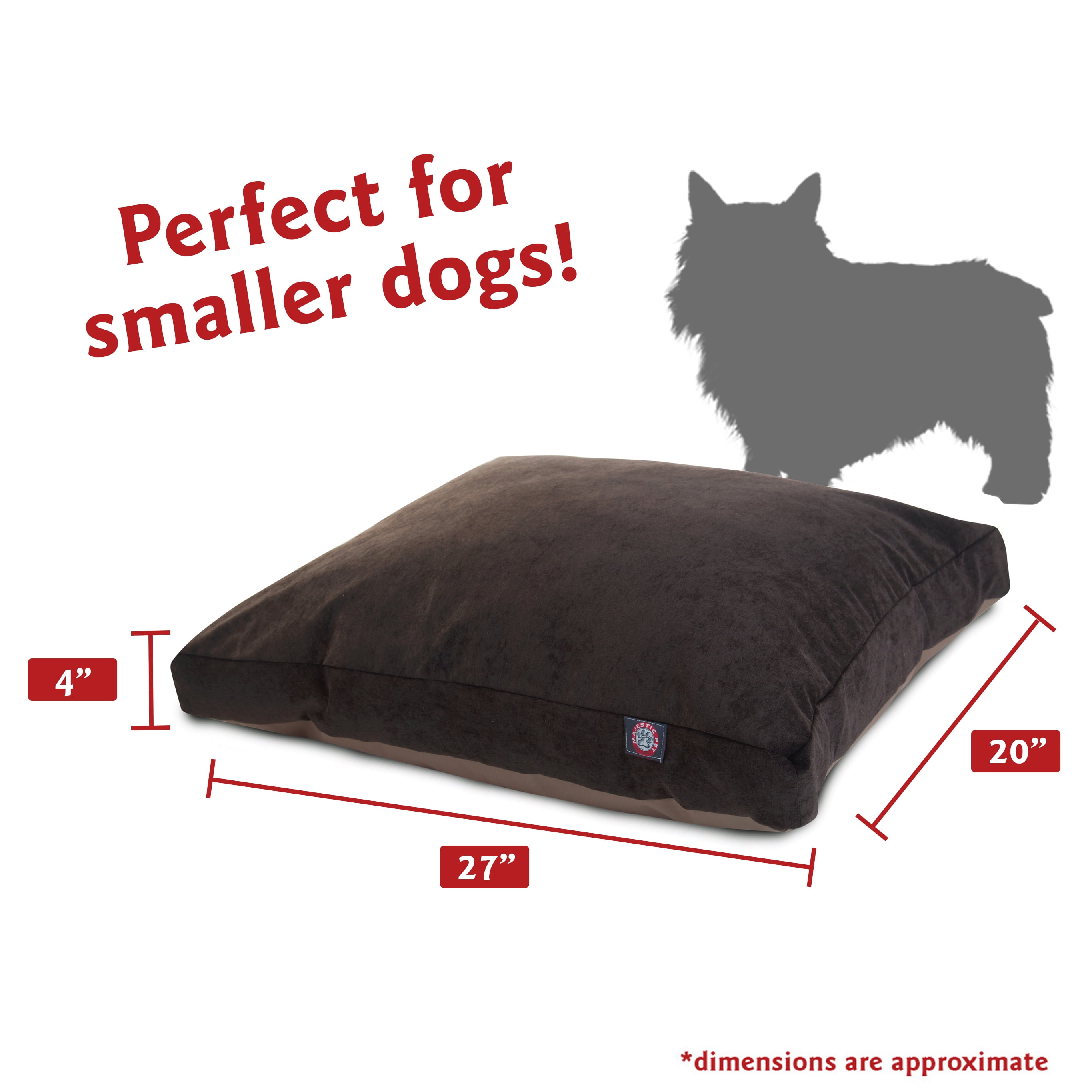 Majestic Pet | Villa Velvet Rectangle Pet Bed For Dogs, Removable Cover, Storm, Small