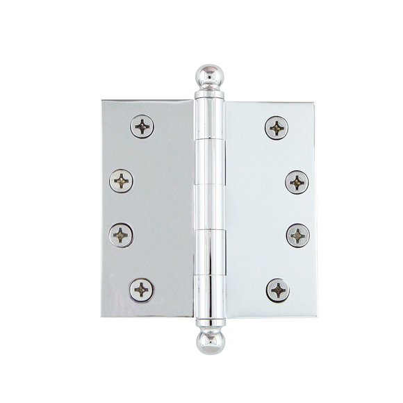Grandeur Hardware 809018 4" Ball Tip Heavy Duty Hinge with Square Corners, 4" x 4", Bright Chrome