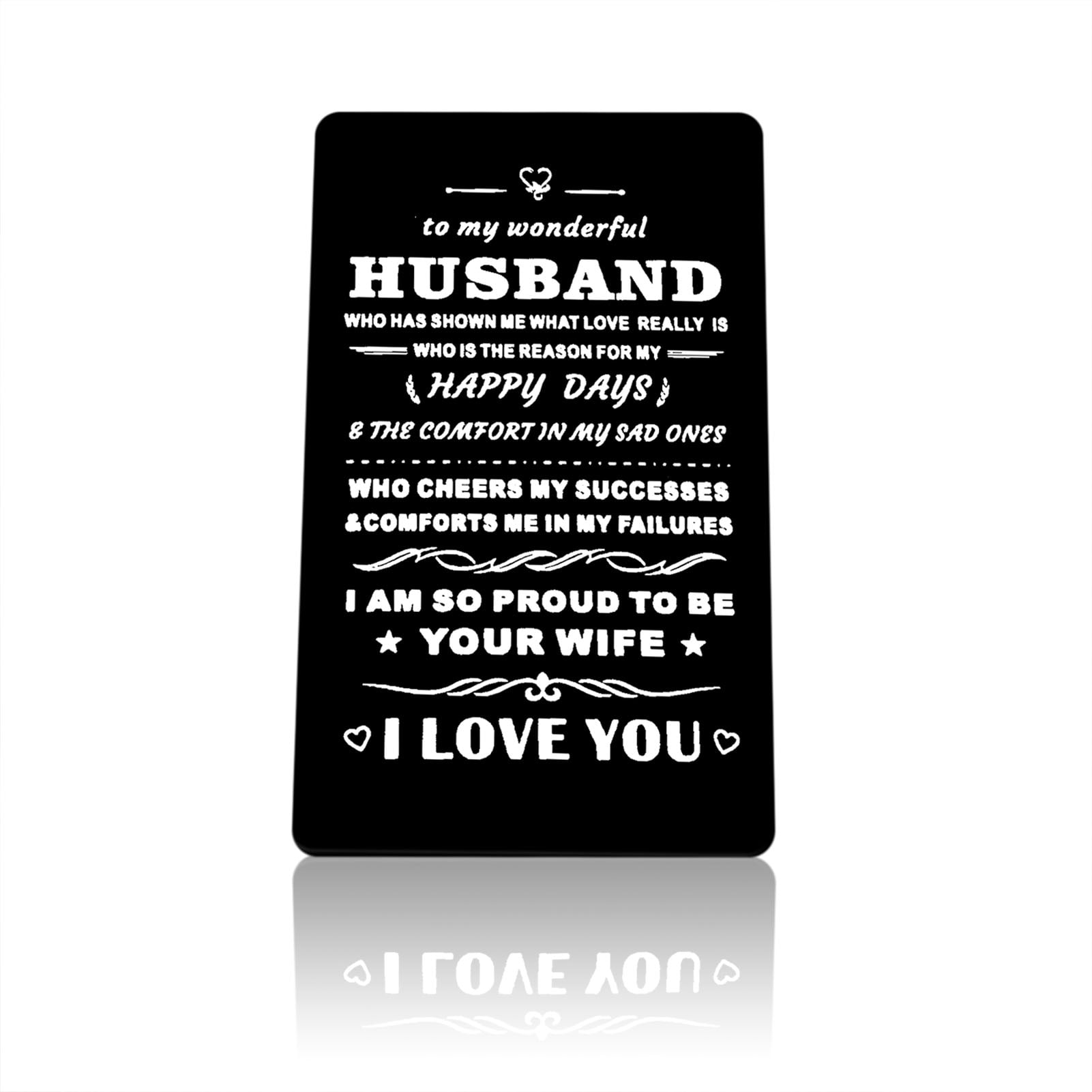 Engraved Wallet Card for Husband Anniversary Card Valentines Day Gift