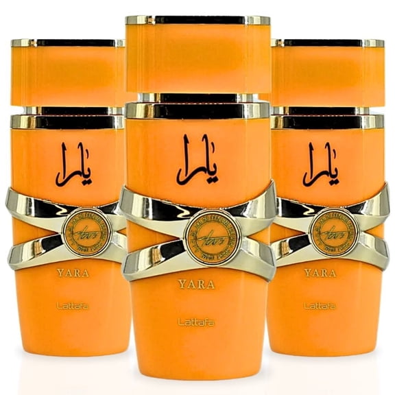 Yara Tous Eau de Parfum Spray 100ml (3.4 oz) by Lattafa (Pack of 3)