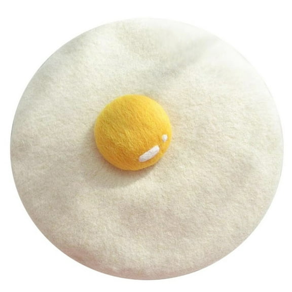 Winter Faux Wool Beret Cap Kawaii Cute Poached Egg Vintage Painter Beanies Hat