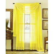 Decotex 3 Piece Sheer Panel & Scarf Window Treatment Set | Decotex Piece Sheer Voile Curtain Panel Drape Set Includes 2 Panels and 1 Scarf (84" Length, Yellow)