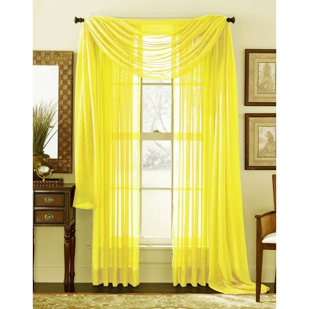 Bright Yellow Sheer Voile Curtain Panel, Bright Yellow Sheer Curtains