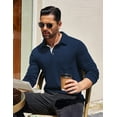 thumbnail image 3 of COOFANDY Mens Casual Polo Shirts Button Basic Long Sleeve Shirt Solid Color Collared Golf Shirt, 3 of 7