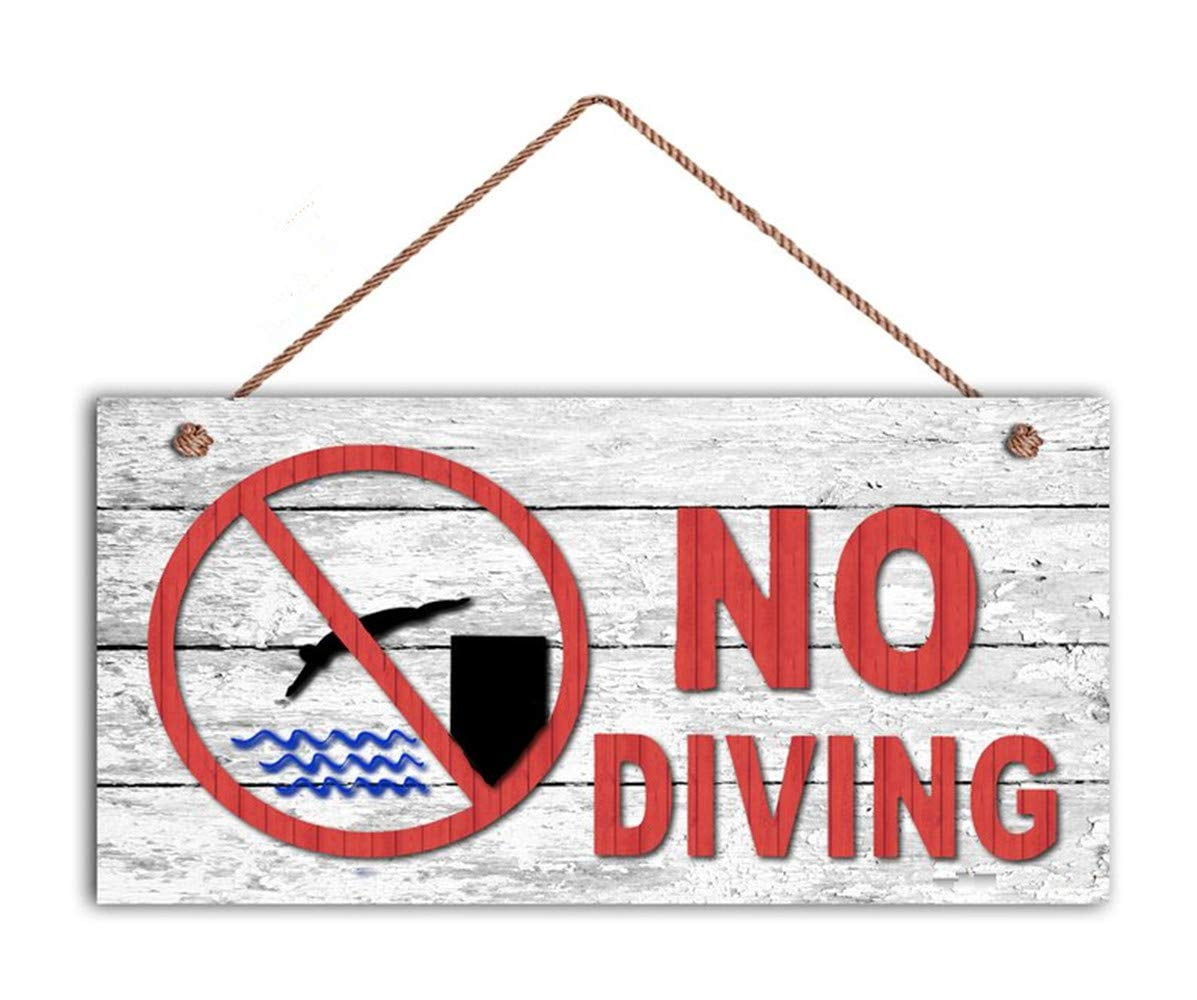 Wendana NO Diving Sign, Swimming Pool Sign, Pool Gate Sign,Weathered