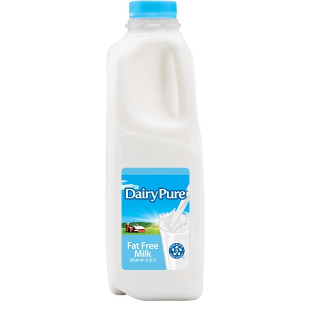 DairyPure Fat Free Milk with Vitamin A and Vitamin D, Skim Milk Bottle