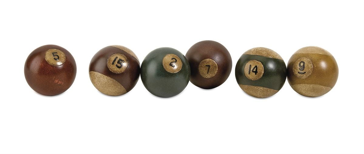 decorative accessories Imax Antique Pool Balls Set of 6 70280-6 Misc 2.5"d