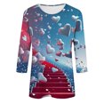 thumbnail image 5 of Womens Romantic Tops Cute Glitter Heart 3D Printed 3/4 Sleeve Tshirts Basic Tee for Valentines Days, 5 of 5