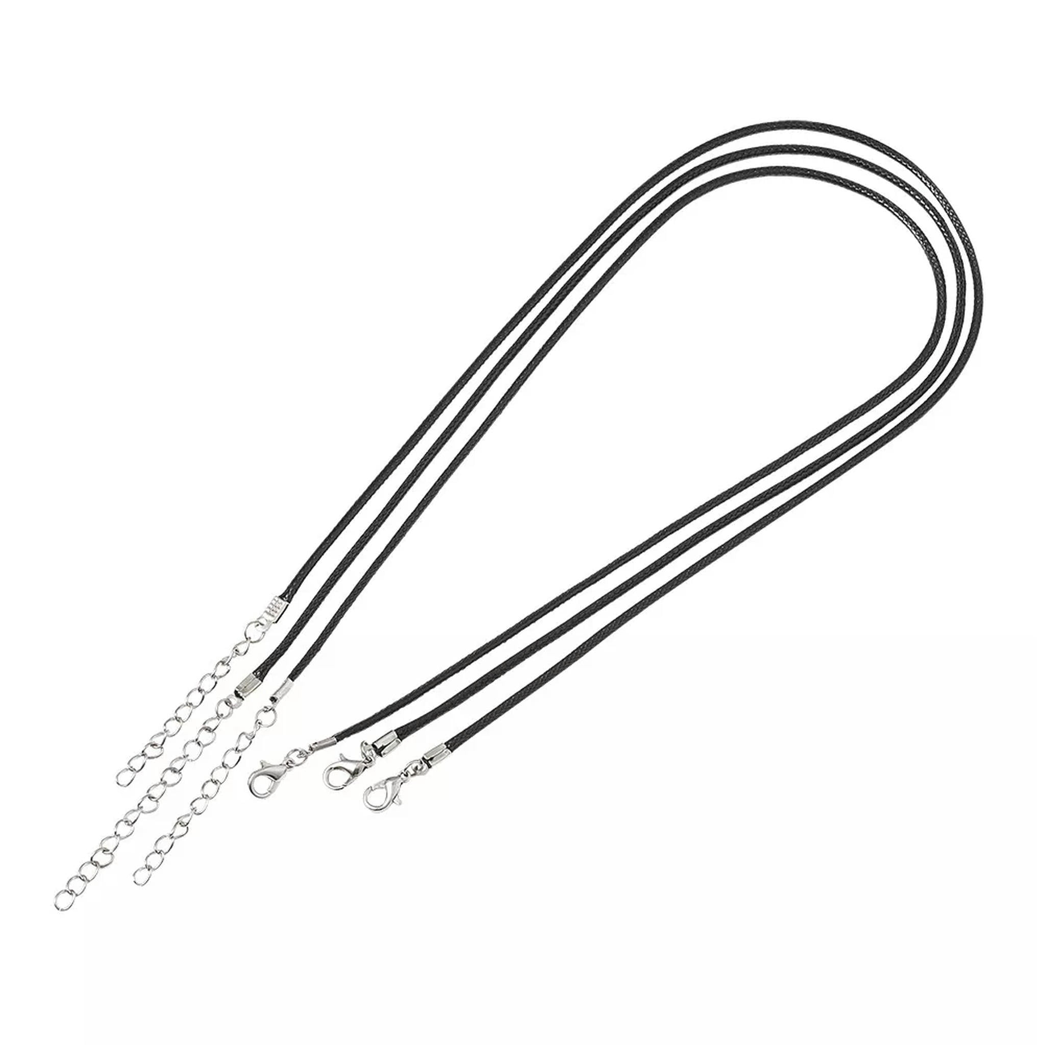 U8MO 100 Strds 17" Imitation Leather Cord Necklaces Base with Lobster Clasp Black 2mm