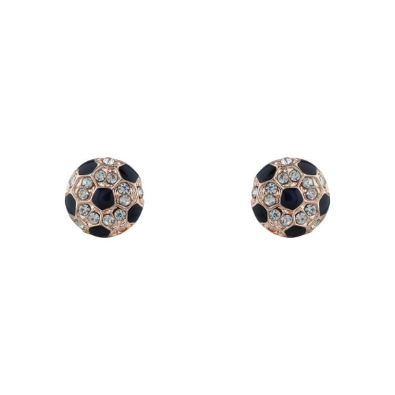 Lux Accessories Gold Tone Black Football Crystal Rhinestones Stud Earrings
