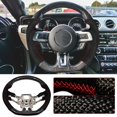 thumbnail image 4 of Volant Compatible avec Ford Mustang 2015-2017, Style V1 CF, Roue de Direction avec Couture Rouge en Suède Synthétique par IKON MOTORSPORTS, 2016, 4 of 4