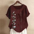 thumbnail image 4 of Birdeem Blouses pour Femmes Mode Imprimée Confortable Ample Manches Courtes Blouse Boutonnée Col Rond Décontracté, 4 of 12