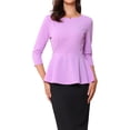 thumbnail image 1 of Blusas Elegantes de Trabajo para Mujer Allegra K con Peplum y Manga 3/4, con Cinturón, Talla XL, Color Púrpura Claro, 1 of 6