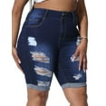 thumbnail image 3 of Gocolloa Womens Plus Size Jean Shorts High Waisted Stretchy Midi Bermuda Denim Shorts Dark Blue 22W, 3 of 4