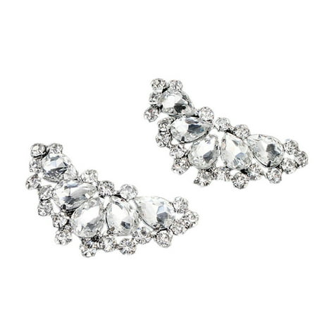 

Openuye 2pcs Rhinestone Crystal Flower Shoe Buckle Shoe Clips for Bride Wedding Party New