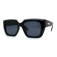 thumbnail image 3 of Mod Womens Thick Plastic Oversize Angular Cat Eye Sunglasses All Black, 3 of 4