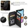 thumbnail image 4 of for iPhone 11 Case, Wallet Case with Card Holder Kickstand Magnetic Zipper Pocket Lanyard Strap Wristlet,Leather Flip Case Wallet for iPhone 11, Black, 4 of 10