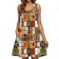 thumbnail image 4 of Ovzne Robes Grande Taille pour Femmes Rondes Robe Décontractée Ample d'Été Imprimée Sans Manches Col en V Ensemble Haut/chemise Robe de Vacances Imprimée Liquidation, 4 of 6