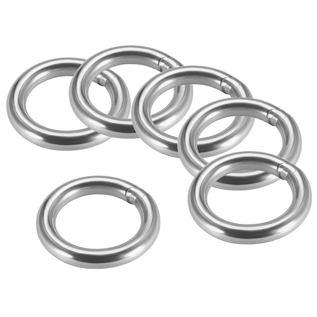 Anillo O soldado Uxcell 1.97'' x 0.31'' 201 Acero inoxidable Tono plateado 6 piezas