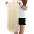 thumbnail image 2 of SAYFUT Trendy 30"Long Straight 3/4 Full Head Clip in Synthetic Hair Extensions One Piece 5 Clips 130g Bleach Blonde, 2 of 7