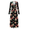 thumbnail image 5 of Tutolipy Capybara Printed Dresses for Women Long Sleeve Maxi Dresses V Neck A Line Dress Wedding Guest Holiday Beach Long Dress, S, 5 of 7