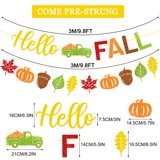 Happy Birthday Fall Banner Decor - Glittery Pumpkin, Maple Leaves & Acorn Garland For Autumn Thanksgiving Party