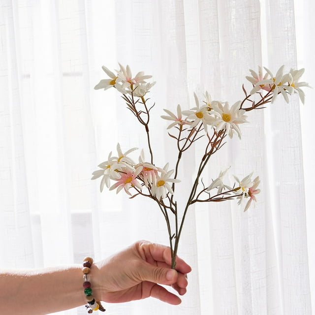 Orquídea mandarina artificial, margaritas violetas, flores falsas de 22 pulgadas, arreglo floral de hortensia de imitación de seda para decoración del hogar, centro de mesa de boda, regalo