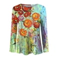 thumbnail image 4 of Womens 3/4 Length Sleeve Floral Print Blouse,2024 Summer Three Quarter Sleeve Shirts for Women Elbow Sleeve Tops Casual Loose Fit T Shirt Tunic Pullover TShirt, 4 of 4