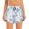 thumbnail image 2 of Hirioo Retro ice blue snowflakes for Women's Double Layer Athletic Shorts High-Performance Gym Shorts with Inner Pocket, Elastic Waistband-X-Large, 2 of 7