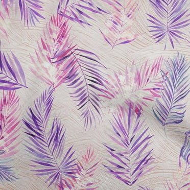 oneOone Polyester Spandex Purple Fabric Tropical Leaf Fabric For Sewing Printed Craft Fabric By The Yard 56 Inch Wide