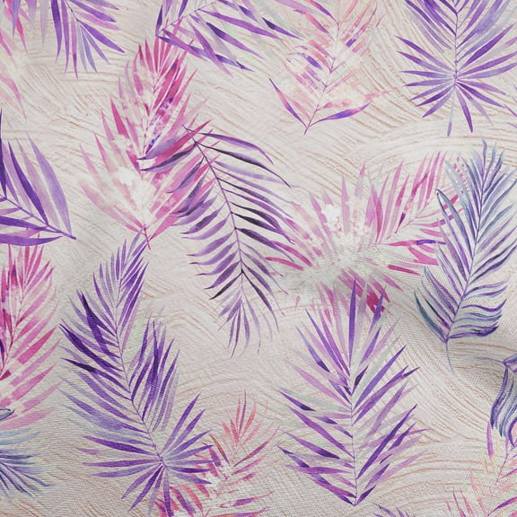 oneOone Polyester Spandex Purple Fabric Tropical Leaf Fabric For Sewing Printed Craft Fabric By The Yard 56 Inch Wide
