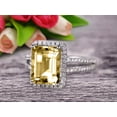 thumbnail image 1 of Split Shank 2 Carat 7x5mm Emerald Cut Champagne Diamond Moissanite Engagement Ring Wedding Ring on 10k White Gold, 1 of 4
